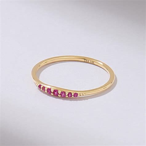 14k Gold Ruby Ring Womens Ruby Ring Solid Gold Minimalist Pinky Ring ...