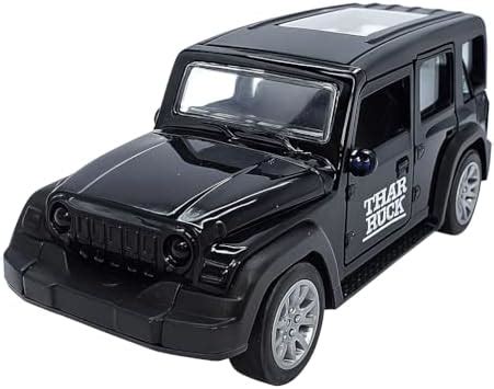 Thar Rock Black SUV Die-Cast Model Car, Premium Metal Body Led Light ...