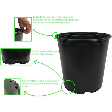 Viagrow 5-Pack Round 11.5-in W Medium Black Hdpe Indoor/Outdoor Nursery ...