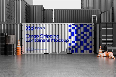 Cargo shipping containers mockup | Premium PSD | Shipping container ...
