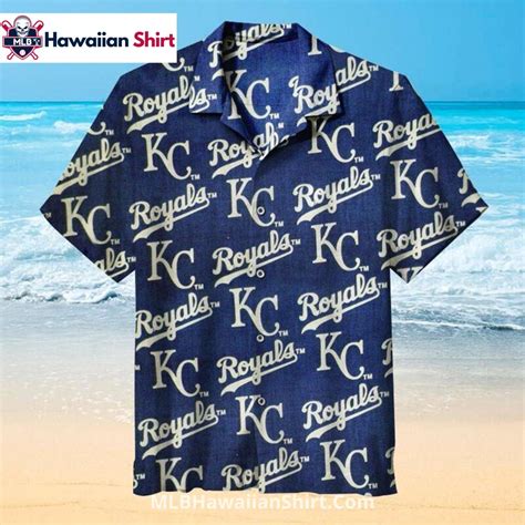 Vintage Script Logo KC Royals Hawaiian Shirt Washed Blue - MLB Hawaiian ...