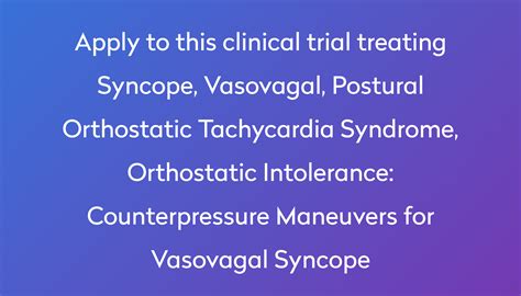 Counterpressure Maneuvers for Vasovagal Syncope Clinical Trial 2023 | Power