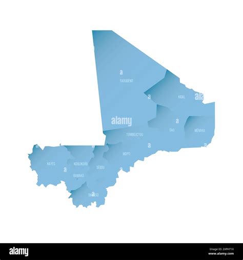 Mali political map of administrative divisions - regions and capital ...
