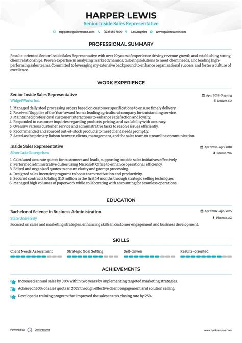 10+ Inside Sales Representative Resume Samples & Templates for 2025