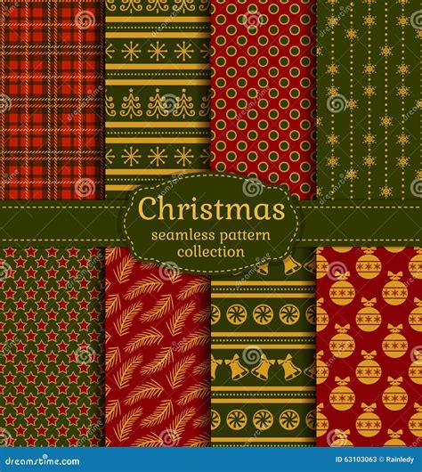 Christmas Seamless Patterns. Vector Set. Stock Vector - Illustration of ...