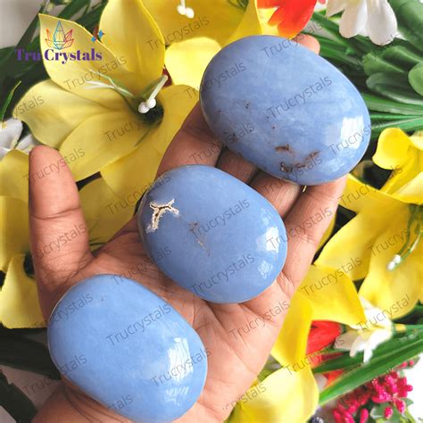 Angelite Palm Stone to Connect to Healing Angels – Trucrystals.in