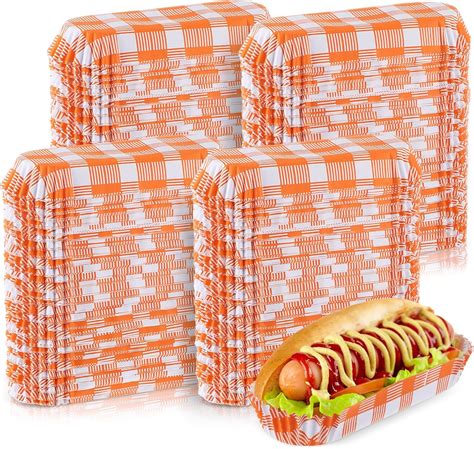 Yinkin 300 Pcs Paper Hot Dog Trays Valentine's Day 6 Inch Food Trays ...