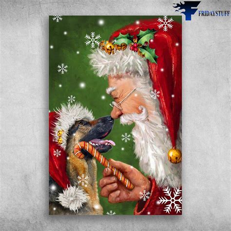 We Wish You A Merry Christmas German Shepherd Dog And Santa Claus ...