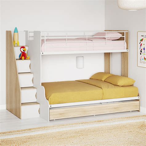 Quadruple Bunk Bed With Staircase Bunk Bed Stairs | Kid Friendly