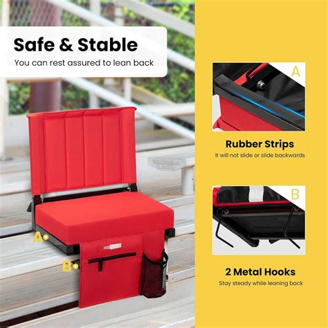 VIVOHOME Portable Stadium Seat for Bleachers with Back Support, Folding ...