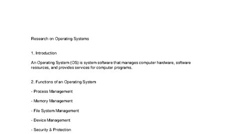 Operating Systems Research Overview: Functions & Types - Studocu