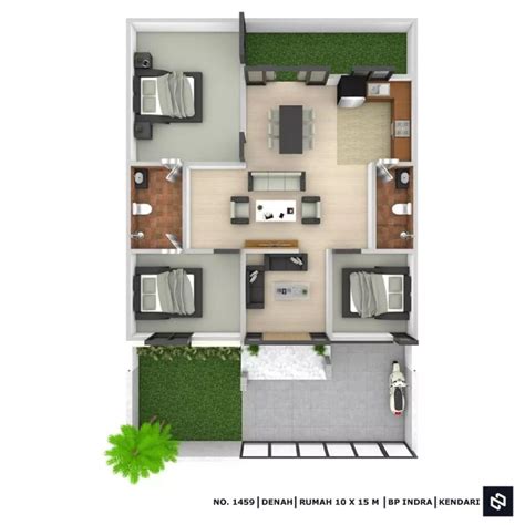 Kumpulan Desain Denah Rumah 10x15 Terbagus Lengkap - Blog Pengajar Tekno