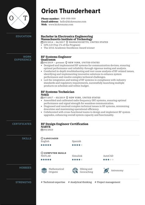 Technical Resume Rf Designer