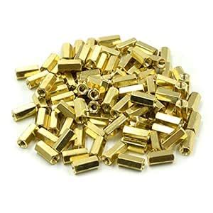 HONJIE M3x10 Female Thread Hexagonal Hex Brass Pillar Standoff Spacer ...
