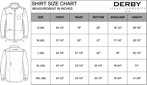 Shirts Size Chart