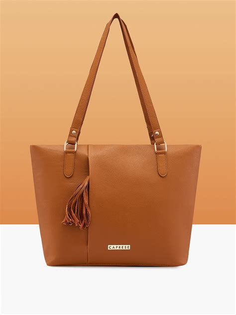 Buy Caprese Scotty Medium Tan Tote Bag @ 959 | Caprese Bags