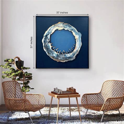 Buy Breath of the Sea Blue Abstract Modern Painting - Framed Wall Art ...