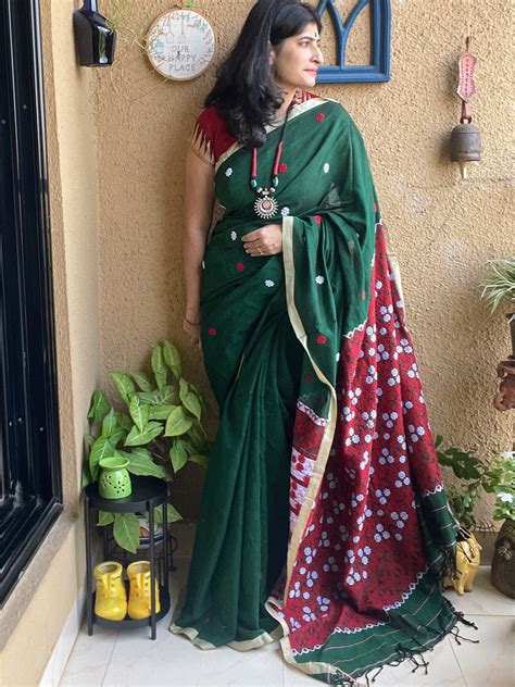 Green Assamese Cotton Saree – Forsarees