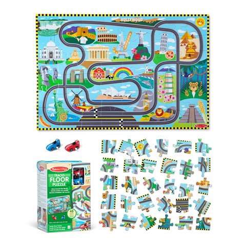Amazon.com: Melissa & Doug Race Around the World Tracks Cardboard ...