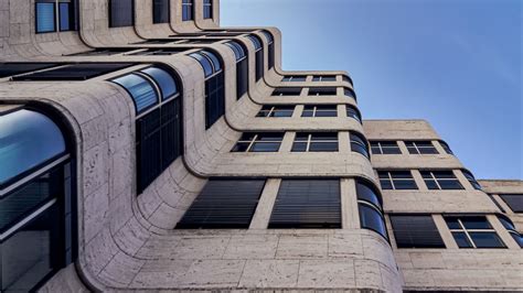 Wallpaper building, facade, windows, architecture, waves hd, picture, image