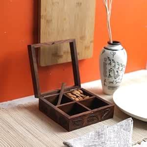 Buy VarEesha Leaf Carved Wooden Spices or Dry Fruits Serving Box Online ...