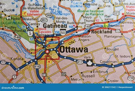 Map Image of Ottawa, Canada Editorial Photography - Image of highways, canada: 306211542