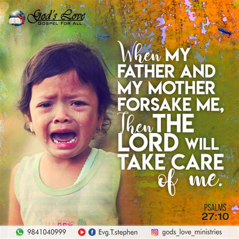 Psalm 27:10 :: God's Love Ministries - Today's Promise