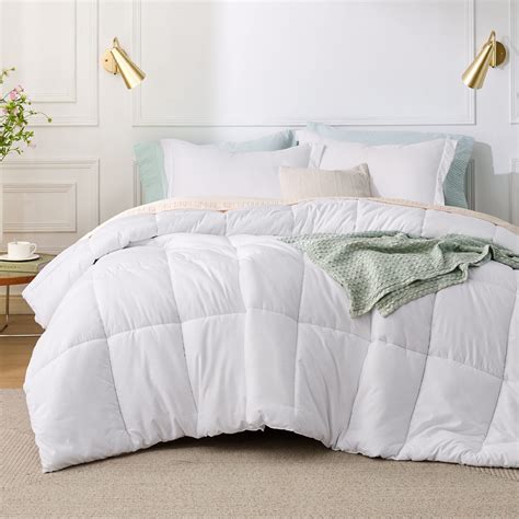 Bedsure White Queen Comforter Set - White Basket Weave Pattern Down ...