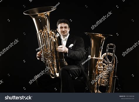 Tuba Brass Instrument Classical Musician Portrait Stock Photo ...