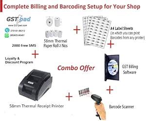 GSTpad Billing/Accounting/Barcode Software + Receipt Printer + Barcode ...