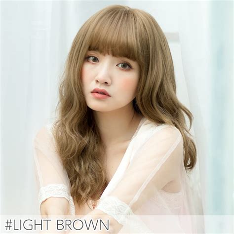 Buy BRIGHT LELE Natural Full Medium Wavy Hair With Air Bangs Wigs for ...