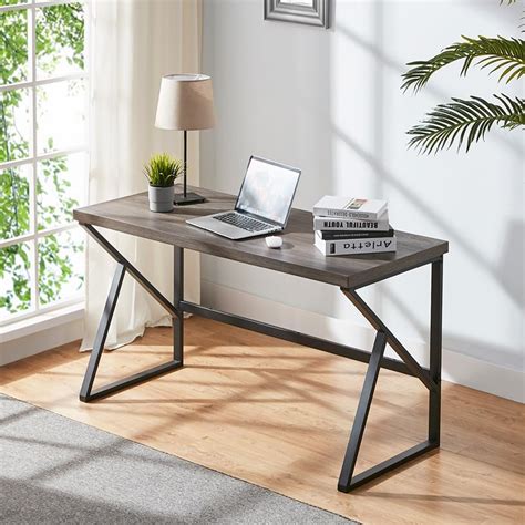 HSH Home Office Desk, Industrial Metal Wood Computer India | Ubuy