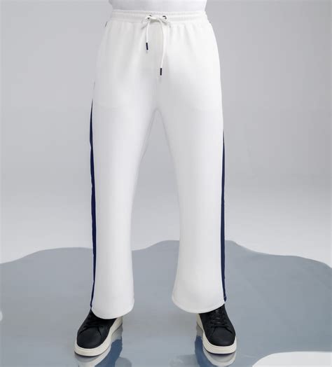 White Scuba Wide Leg Trackpant