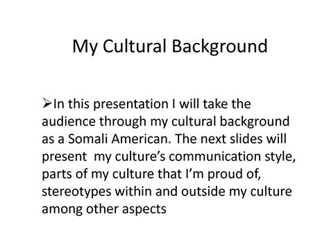 SOLUTION: My Cultural Background - Studypool