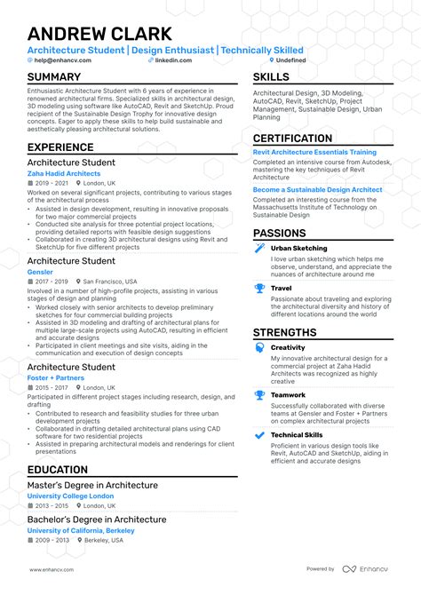 10 Architecture Student Resume Examples & Guide for 2026