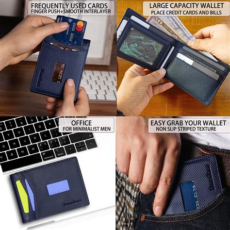 Buy Damaikuan Mans Slim Wallet Card Holder Money Slip Bifold RFID Block ...