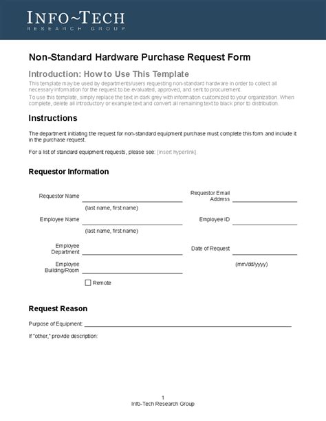 11 Non Standard Hardware Request Form - Non-Standard Hardware Purchase ...