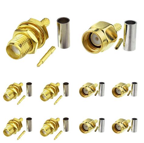 3AN Telecom RPSMA Crimp Connectors Kit RP-SMA Male + RP-SMA Female ...