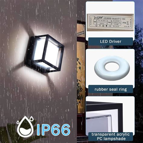 Buy Lightess 18W Outdoor Led Wall Light IP66 Waterproof Square Outside ...
