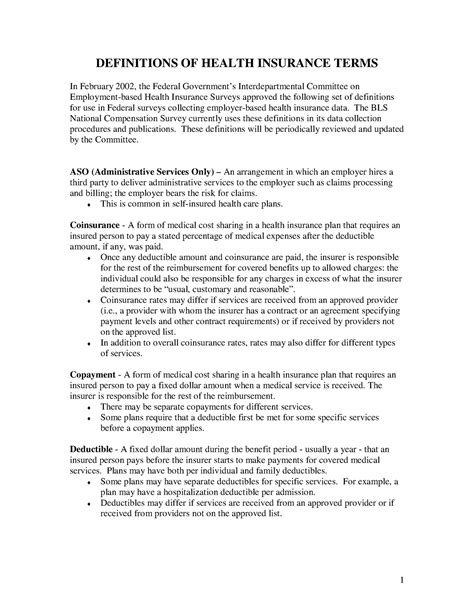 Healthterms - DEFINITIONS OF HEALTH INSURANCE TERMS In February 2002 ...