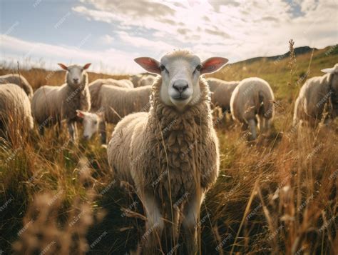 Premium AI Image | Sheep in a pasture