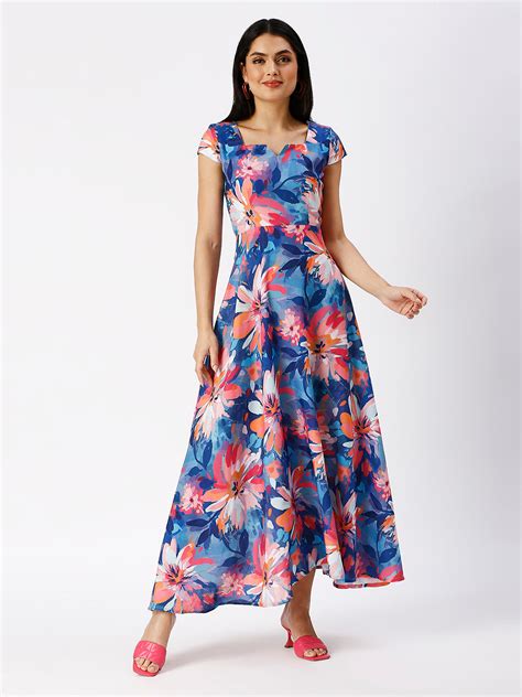 Noia Women Abstract Floral Printed A-Line Maxi Dress