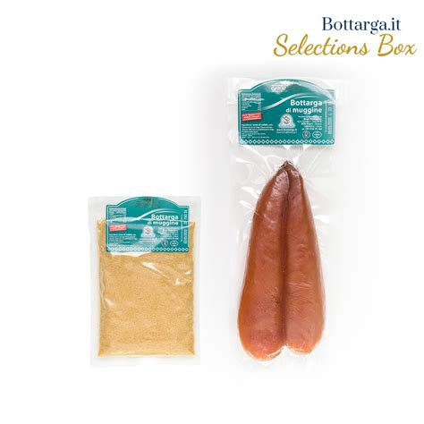 Selection box con bottarga di Muggine macinata e in Baffa - Blue Marlin ...