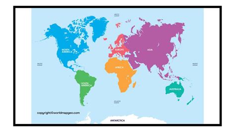 World Map Labeled Simple, Printable with Countries & Oceans