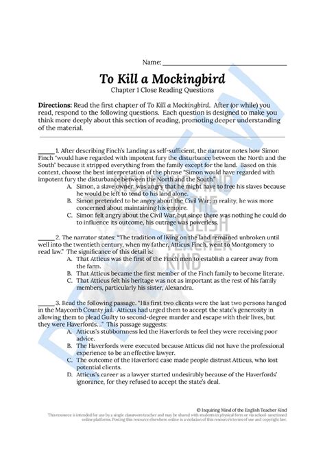 To Kill A Mockingbird Read Aloud Chapter 1