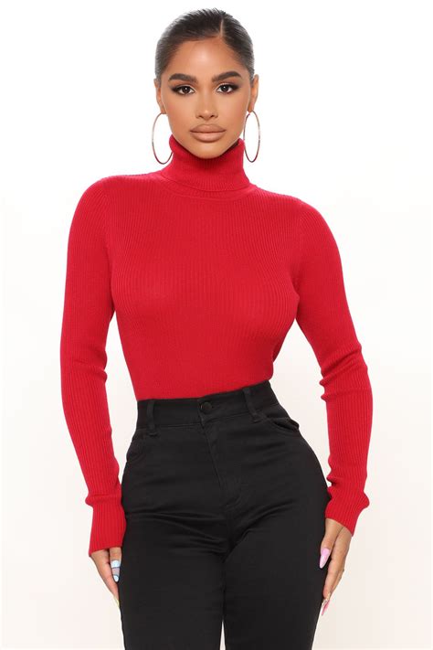 Taylor Crop Turtleneck Sweater - Red | Fashion Nova | Turtle neck, Red ...