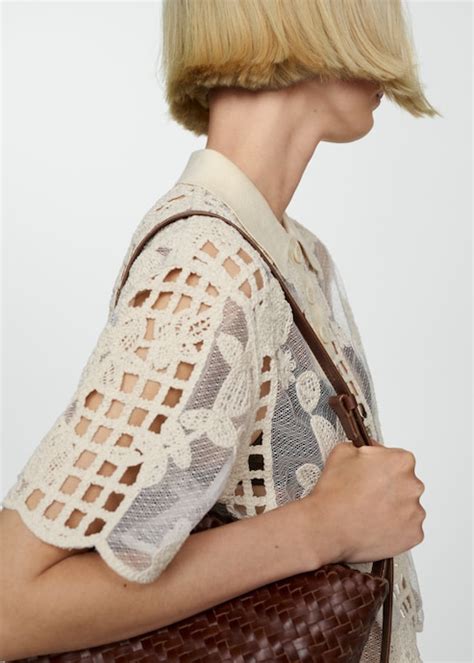 Embroidered blouse with openwork details - Women | MANGO USA