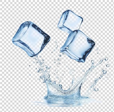Ice cubes are falling into the water | Premium AI-generated PSD