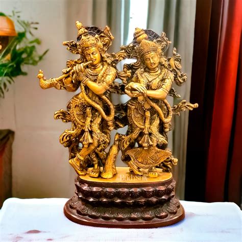 Buy 12-Inch Brass Radha Krishna Idol Pair – Budhshiv.com