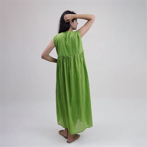 Buy Green Solid Cotton Dress For Women Online at DMAASA.in – Dmaasa